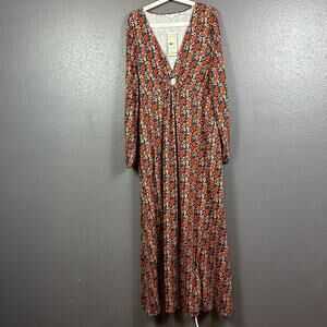 Boden Jersey Key Hole Poppy Floral Maxi Dress Size 16R 18R Worn Once!